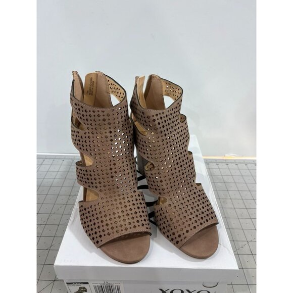 XOXO Women's Casual Boots Sand - Sand Perforated Peep-Toe Beamer Ankle Boot - Wo - Picture 2 of 9